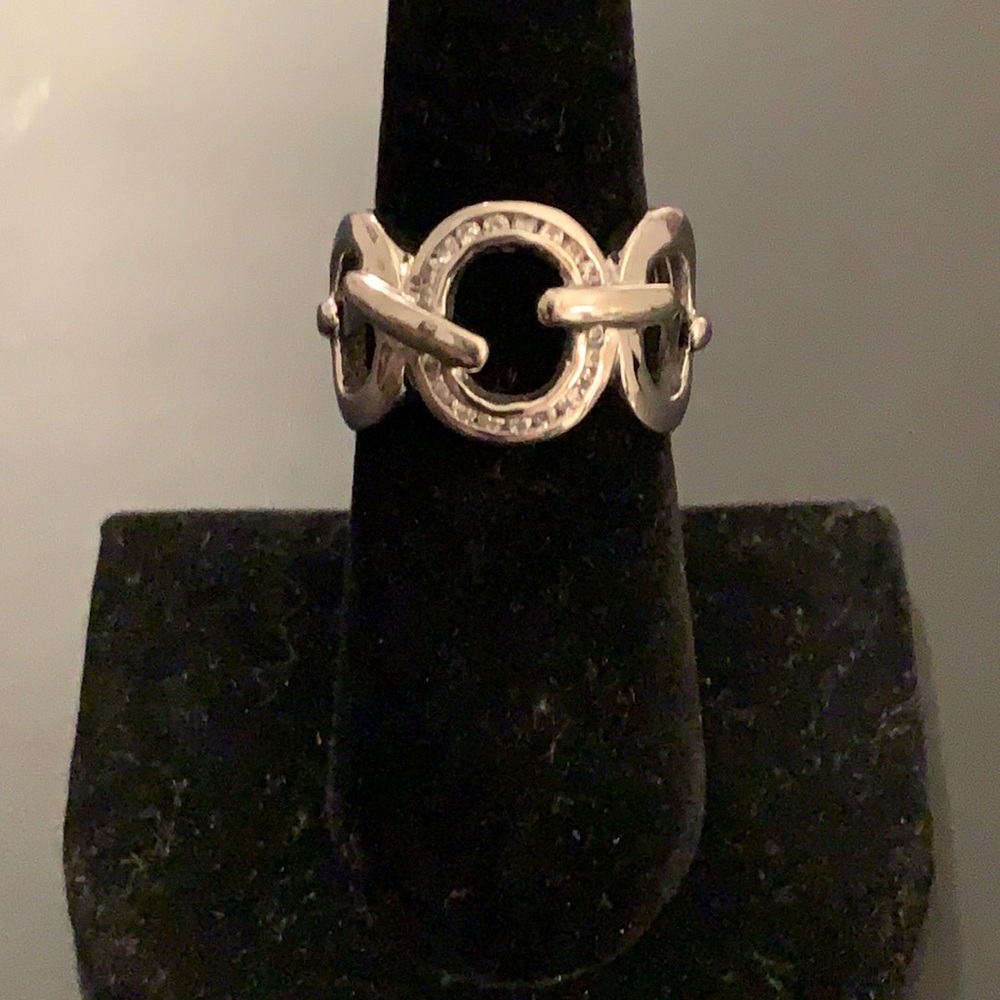 Stainless Steel ring, clear CZ